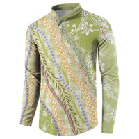 Green Palaka Hawaii Leis Button Sweatshirt Hawaiian-plaid Elegant Tropical Vibes - Polynesian Pride