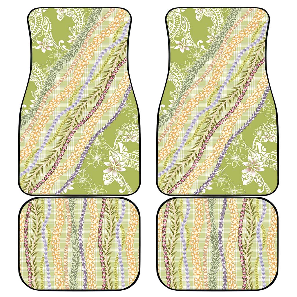 Green Palaka Hawaii Leis Car Mats Hawaiian-plaid Elegant Tropical Vibes - Polynesian Pride