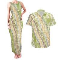 Green Palaka Hawaii Leis Couples Matching Tank Maxi Dress and Hawaiian Shirt Hawaiian-plaid Elegant Tropical Vibes - Polynesian Pride
