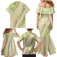 Green Palaka Hawaii Leis Family Matching Mermaid Dress and Hawaiian Shirt Hawaiian-plaid Elegant Tropical Vibes - Polynesian Pride