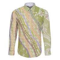 Green Palaka Hawaii Leis Family Matching Off Shoulder Short Dress and Hawaiian Shirt Hawaiian-plaid Elegant Tropical Vibes - Polynesian Pride