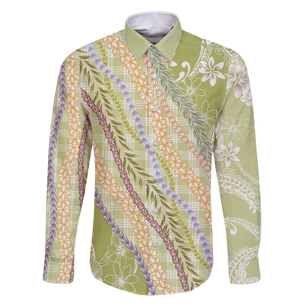 Green Palaka Hawaii Leis Family Matching Puletasi and Hawaiian Shirt Hawaiian-plaid Elegant Tropical Vibes - Polynesian Pride
