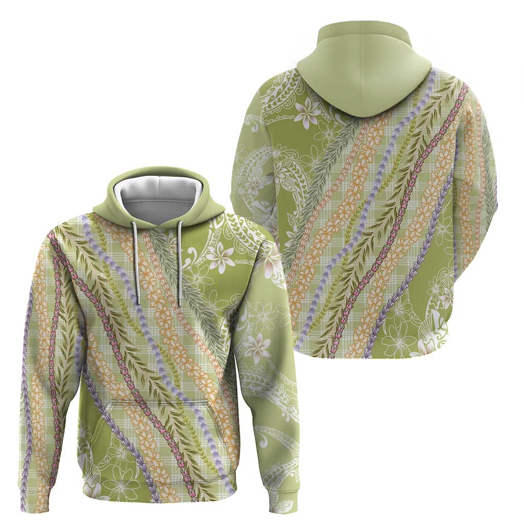 Green Palaka Hawaii Leis Hoodie Hawaiian-plaid Elegant Tropical Vibes - Polynesian Pride