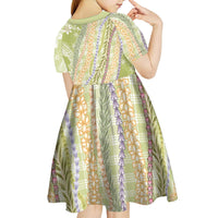 Green Palaka Hawaii Leis Kid Short Sleeve Dress Hawaiian-plaid Elegant Tropical Vibes - Polynesian Pride