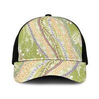 Green Palaka Hawaii Leis Mesh Trucker Cap Hawaiian-plaid Elegant Tropical Vibes - Polynesian Pride