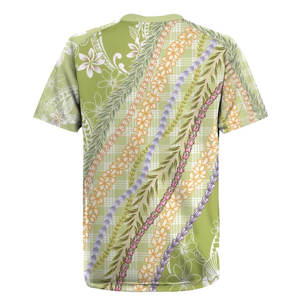 Green Palaka Hawaii Leis Rugby Jersey Hawaiian-plaid Elegant Tropical Vibes - Polynesian Pride