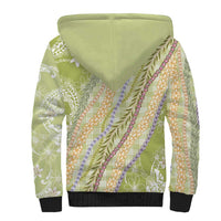 Green Palaka Hawaii Leis Sherpa Hoodie Hawaiian-plaid Elegant Tropical Vibes - Polynesian Pride