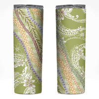 Green Palaka Hawaii Leis Skinny Tumbler Hawaiian-plaid Elegant Tropical Vibes - Polynesian Pride