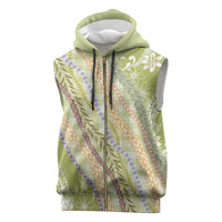 Green Palaka Hawaii Leis Sleeveless Zip Hoodie Hawaiian-plaid Elegant Tropical Vibes - Polynesian Pride