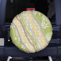 Green Palaka Hawaii Leis Spare Tire Cover Hawaiian-plaid Elegant Tropical Vibes - Polynesian Pride