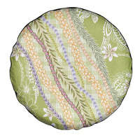 Green Palaka Hawaii Leis Spare Tire Cover Hawaiian-plaid Elegant Tropical Vibes - Polynesian Pride
