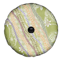 Green Palaka Hawaii Leis Spare Tire Cover Hawaiian-plaid Elegant Tropical Vibes - Polynesian Pride