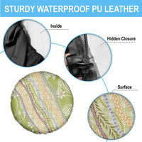 Green Palaka Hawaii Leis Spare Tire Cover Hawaiian-plaid Elegant Tropical Vibes - Polynesian Pride