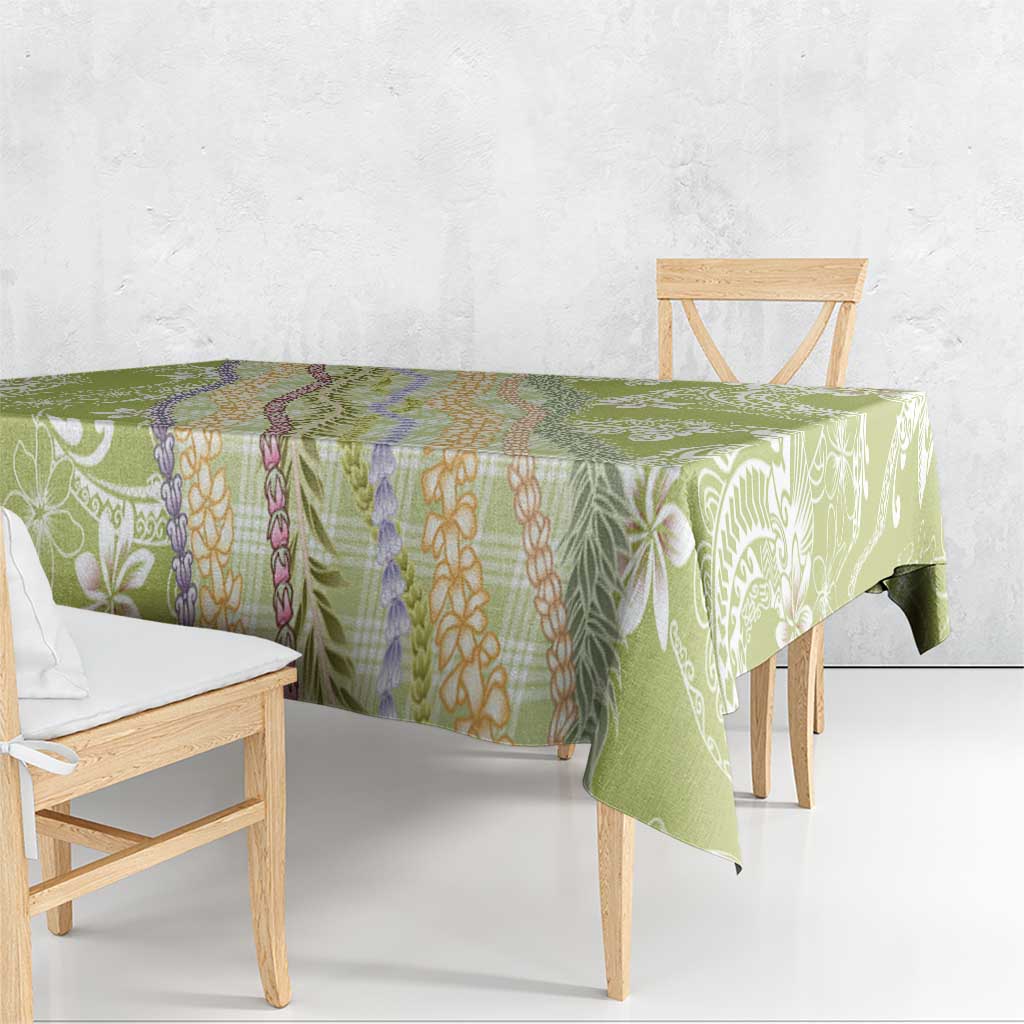 Green Palaka Hawaii Leis Tablecloth Hawaiian-plaid Elegant Tropical Vibes - Polynesian Pride