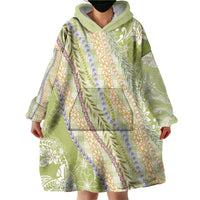 Green Palaka Hawaii Leis Wearable Blanket Hoodie Hawaiian-plaid Elegant Tropical Vibes - Polynesian Pride