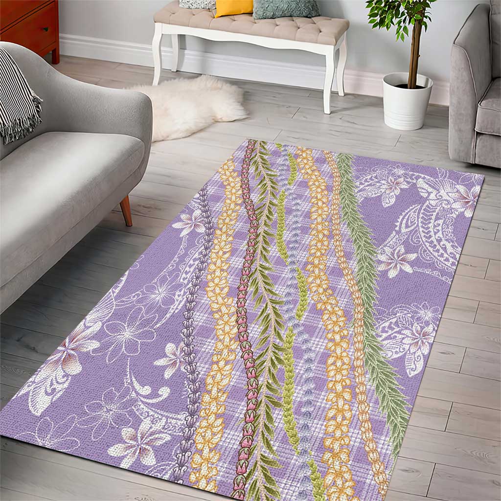 Purple Palaka Hawaii Leis Area Rug Hawaiian-plaid Elegant Tropical Vibes - Polynesian Pride