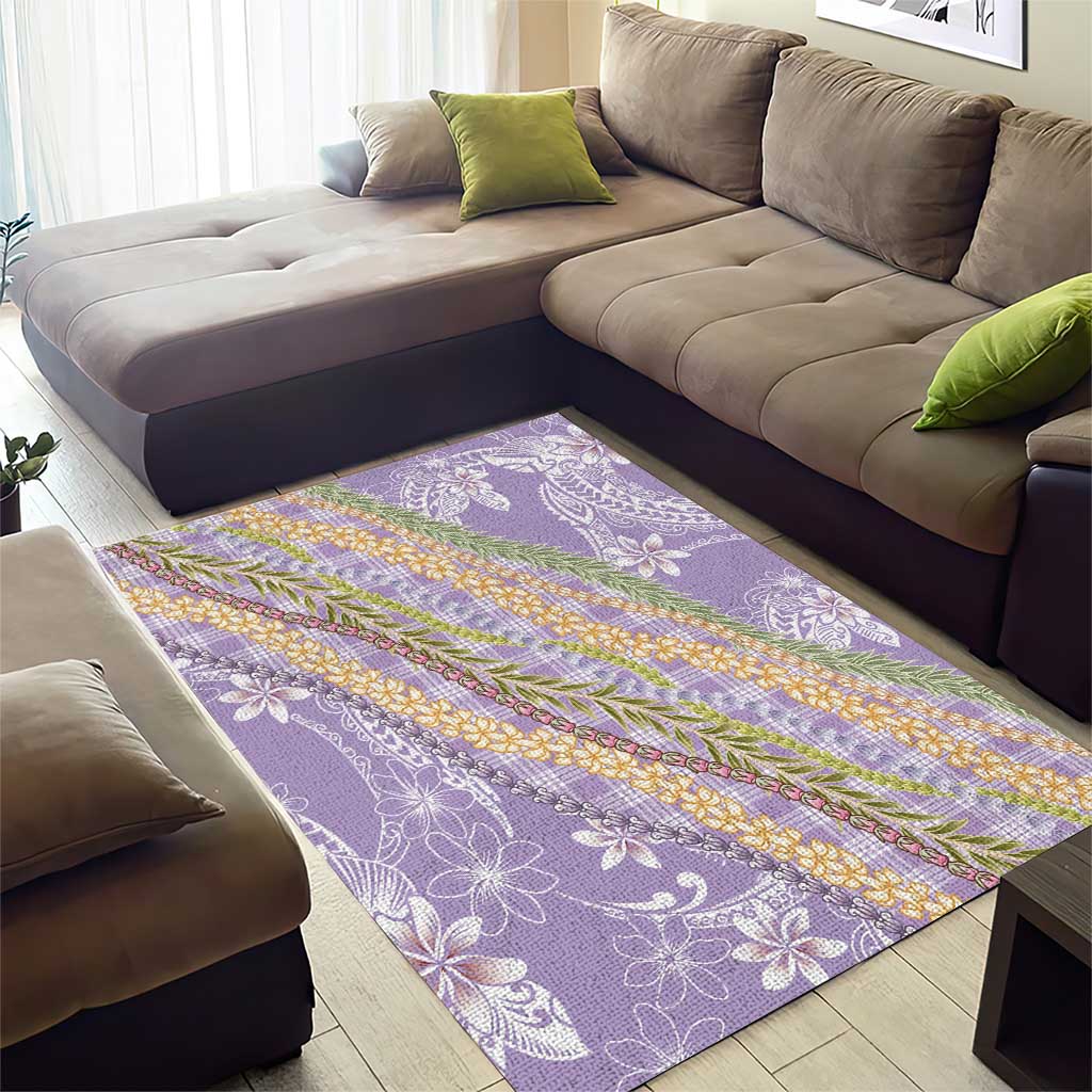 Purple Palaka Hawaii Leis Area Rug Hawaiian-plaid Elegant Tropical Vibes - Polynesian Pride