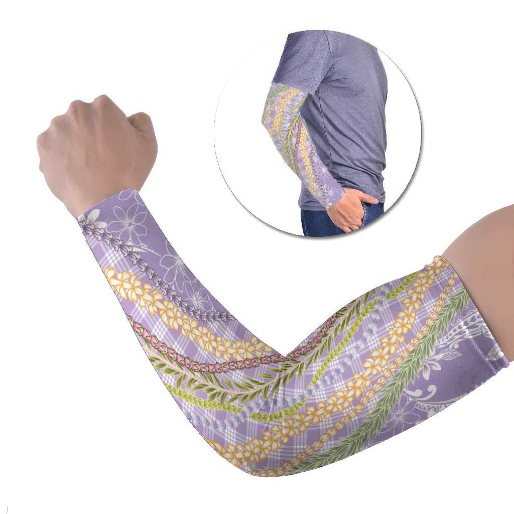 Purple Palaka Hawaii Leis Arm Sleeves Hawaiian-plaid Elegant Tropical Vibes - Polynesian Pride