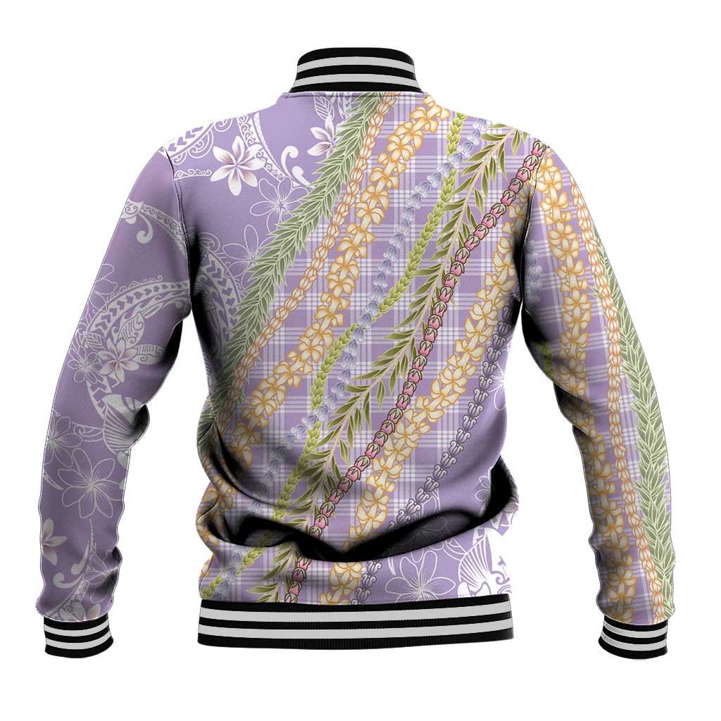 Purple Palaka Hawaii Leis Baseball Jacket Hawaiian-plaid Elegant Tropical Vibes - Polynesian Pride