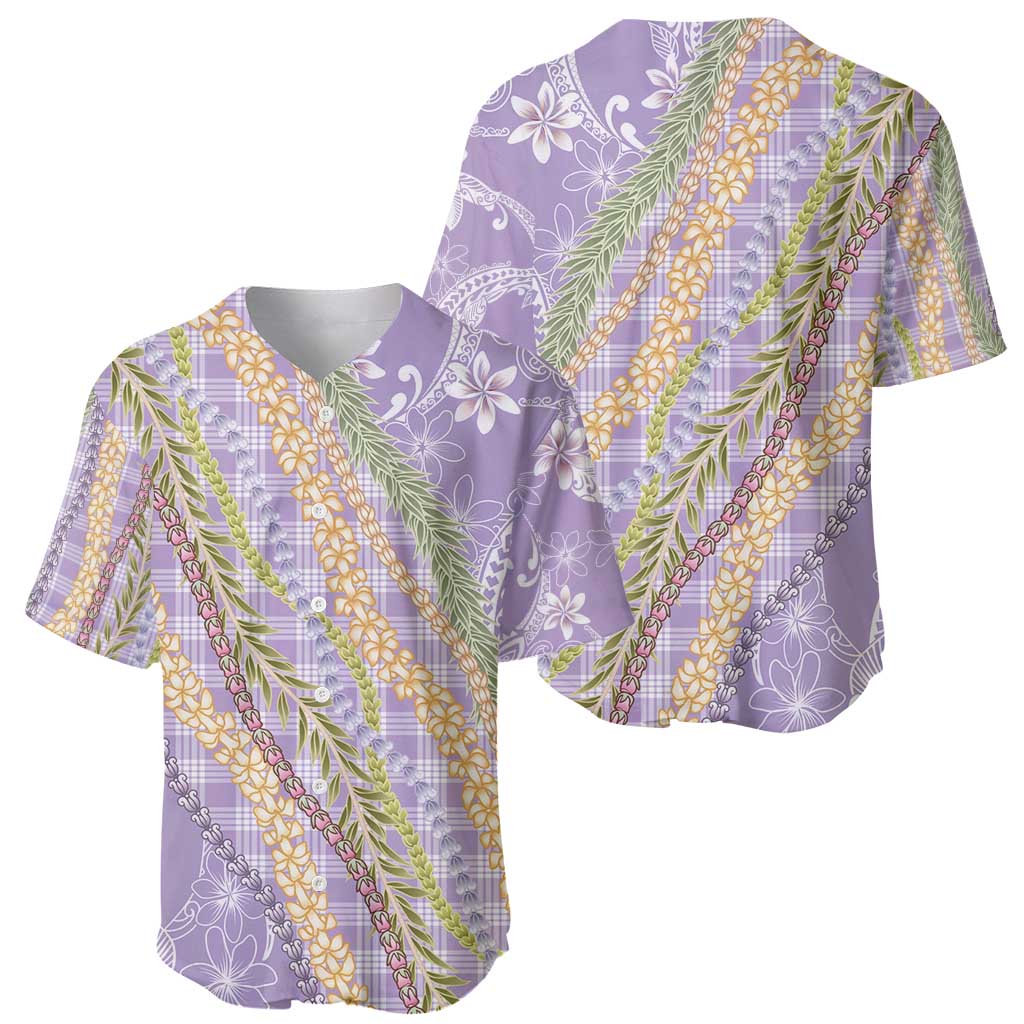 Purple Palaka Hawaii Leis Baseball Jersey Hawaiian-plaid Elegant Tropical Vibes - Polynesian Pride