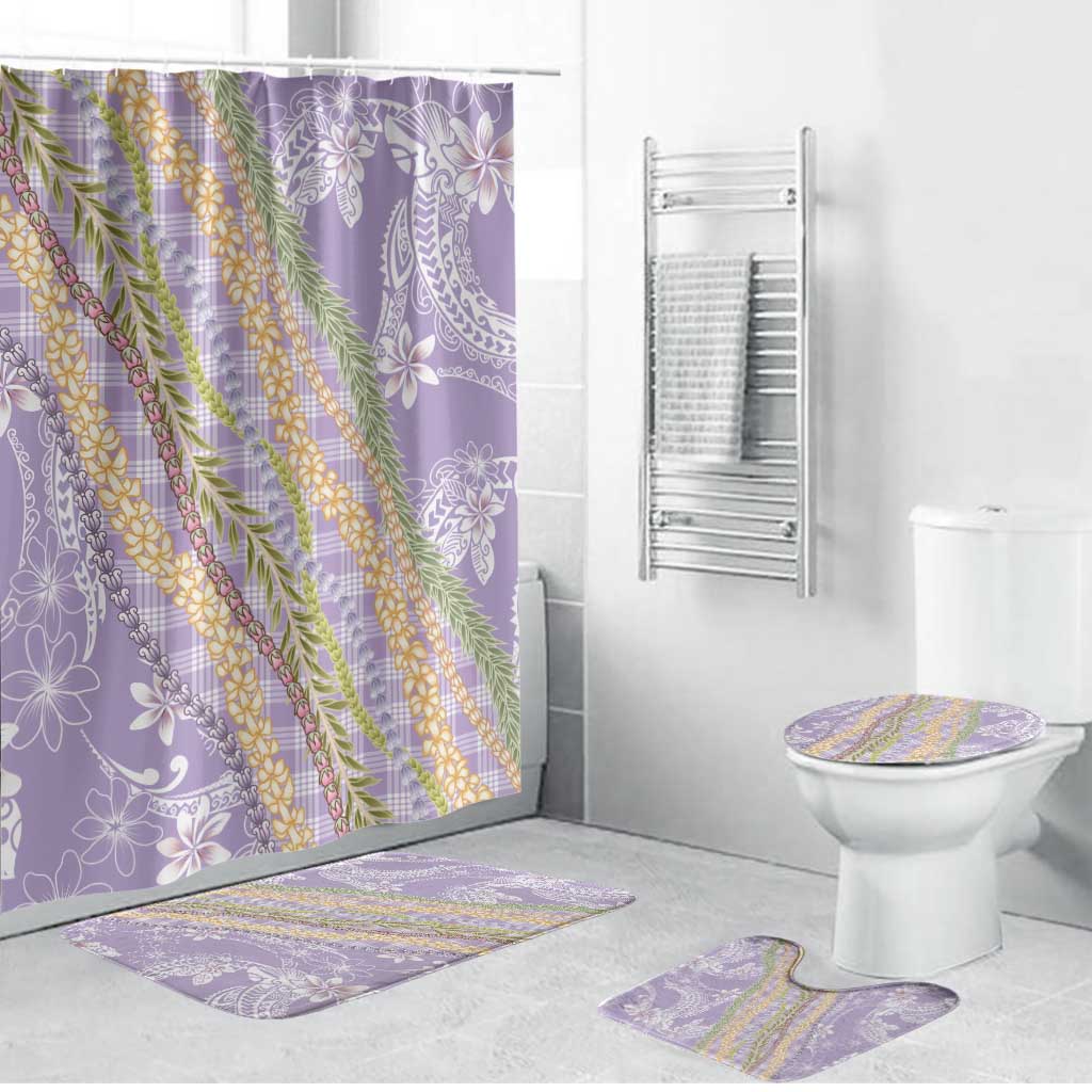 Purple Palaka Hawaii Leis Bathroom Set Hawaiian-plaid Elegant Tropical Vibes - Polynesian Pride