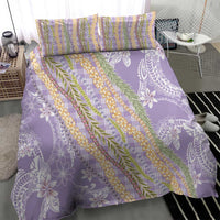 Purple Palaka Hawaii Leis Bedding Set Hawaiian-plaid Elegant Tropical Vibes - Polynesian Pride