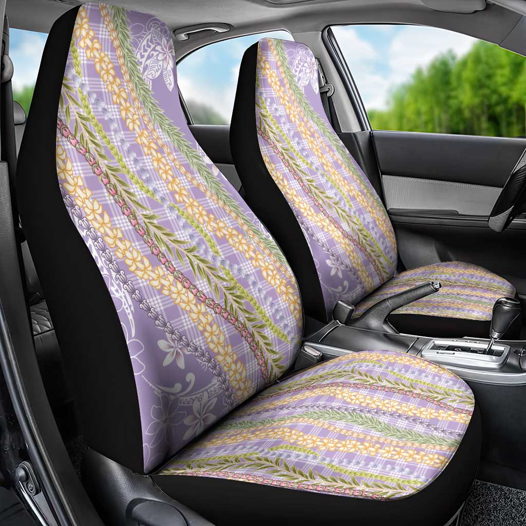 Purple Palaka Hawaii Leis Car Seat Cover Hawaiian-plaid Elegant Tropical Vibes - Polynesian Pride