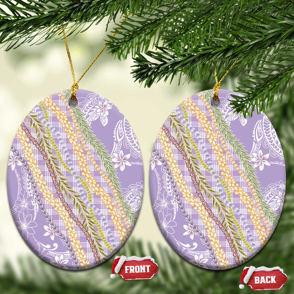 Purple Palaka Hawaii Leis Ceramic Ornament Hawaiian-plaid Elegant Tropical Vibes - Polynesian Pride