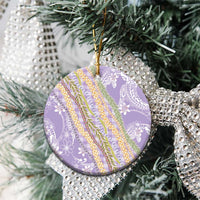 Purple Palaka Hawaii Leis Ceramic Ornament Hawaiian-plaid Elegant Tropical Vibes - Polynesian Pride