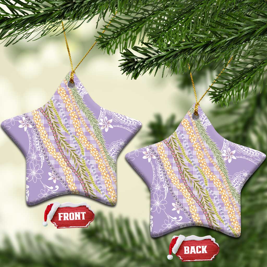 Purple Palaka Hawaii Leis Ceramic Ornament Hawaiian-plaid Elegant Tropical Vibes - Polynesian Pride