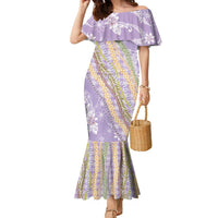 Purple Palaka Hawaii Leis Family Matching Mermaid Dress and Hawaiian Shirt Hawaiian-plaid Elegant Tropical Vibes - Polynesian Pride
