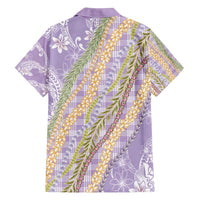 Purple Palaka Hawaii Leis Family Matching Off Shoulder Short Dress and Hawaiian Shirt Hawaiian-plaid Elegant Tropical Vibes - Polynesian Pride