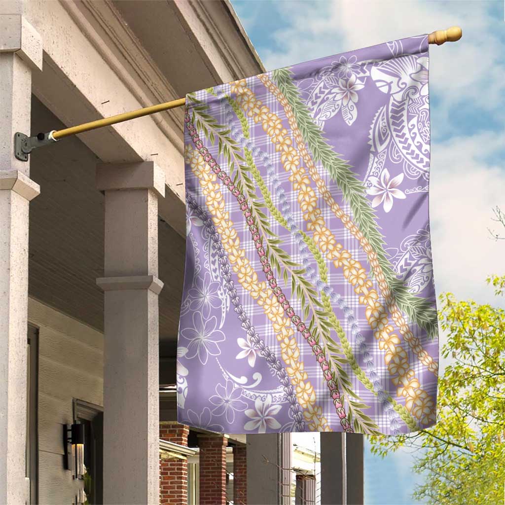 Purple Palaka Hawaii Leis Garden Flag Hawaiian-plaid Elegant Tropical Vibes - Polynesian Pride