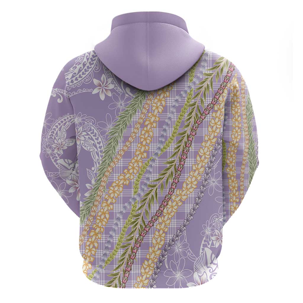 Purple Palaka Hawaii Leis Hoodie Hawaiian-plaid Elegant Tropical Vibes - Polynesian Pride