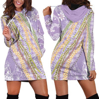 Purple Palaka Hawaii Leis Hoodie Dress Hawaiian-plaid Elegant Tropical Vibes - Polynesian Pride