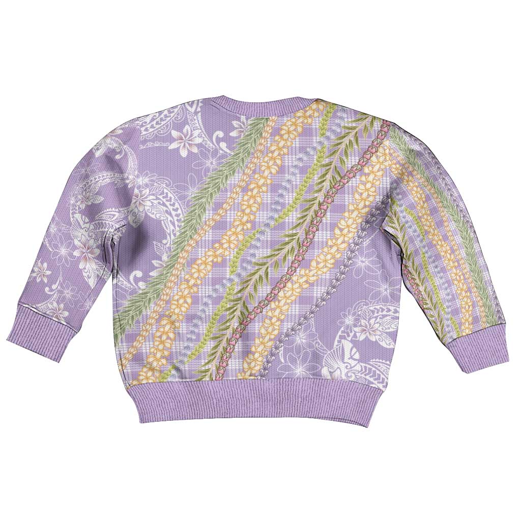 Purple Palaka Hawaii Leis Kid Ugly Christmas Sweater Hawaiian-plaid Elegant Tropical Vibes - Polynesian Pride