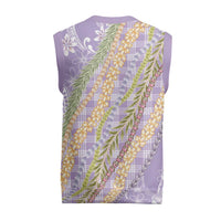 Purple Palaka Hawaii Leis Christmas Knitted V-Neck Vest Hawaiian-plaid Elegant Tropical Vibes - Polynesian Pride
