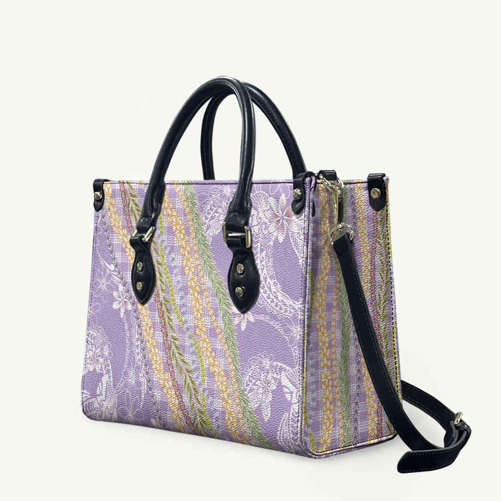Purple Palaka Hawaii Leis Leather Bag Hawaiian-plaid Elegant Tropical Vibes - Polynesian Pride