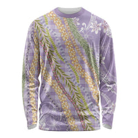 Purple Palaka Hawaii Leis Long Sleeve Shirt Hawaiian-plaid Elegant Tropical Vibes - Polynesian Pride
