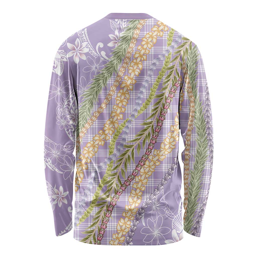 Purple Palaka Hawaii Leis Long Sleeve Shirt Hawaiian-plaid Elegant Tropical Vibes - Polynesian Pride