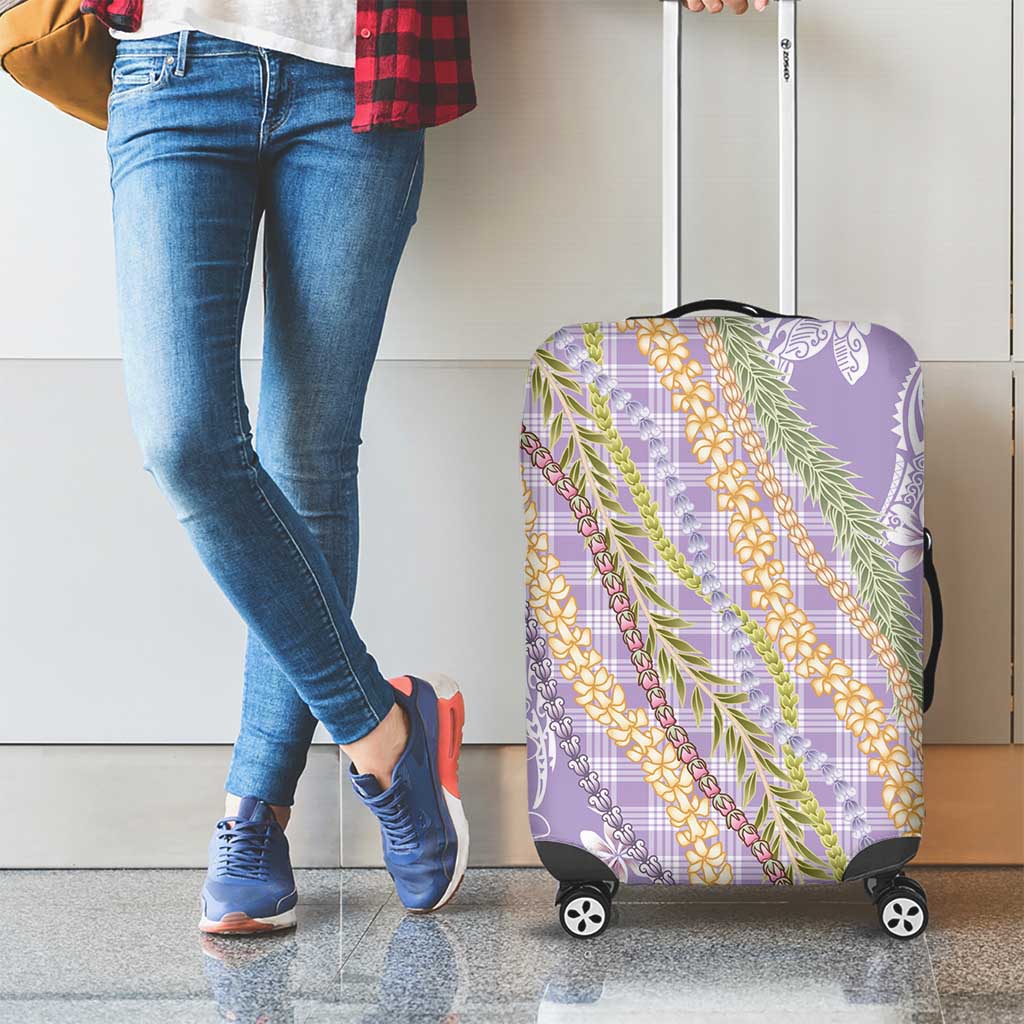 Purple Palaka Hawaii Leis Luggage Cover Hawaiian-plaid Elegant Tropical Vibes - Polynesian Pride