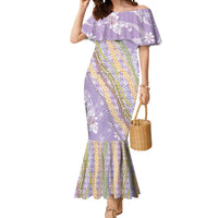 Purple Palaka Hawaii Leis Mermaid Dress Hawaiian-plaid Elegant Tropical Vibes - Polynesian Pride