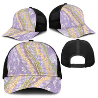 Purple Palaka Hawaii Leis Mesh Trucker Cap Hawaiian-plaid Elegant Tropical Vibes - Polynesian Pride