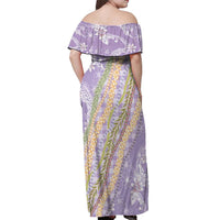 Purple Palaka Hawaii Leis Off Shoulder Maxi Dress Hawaiian-plaid Elegant Tropical Vibes - Polynesian Pride