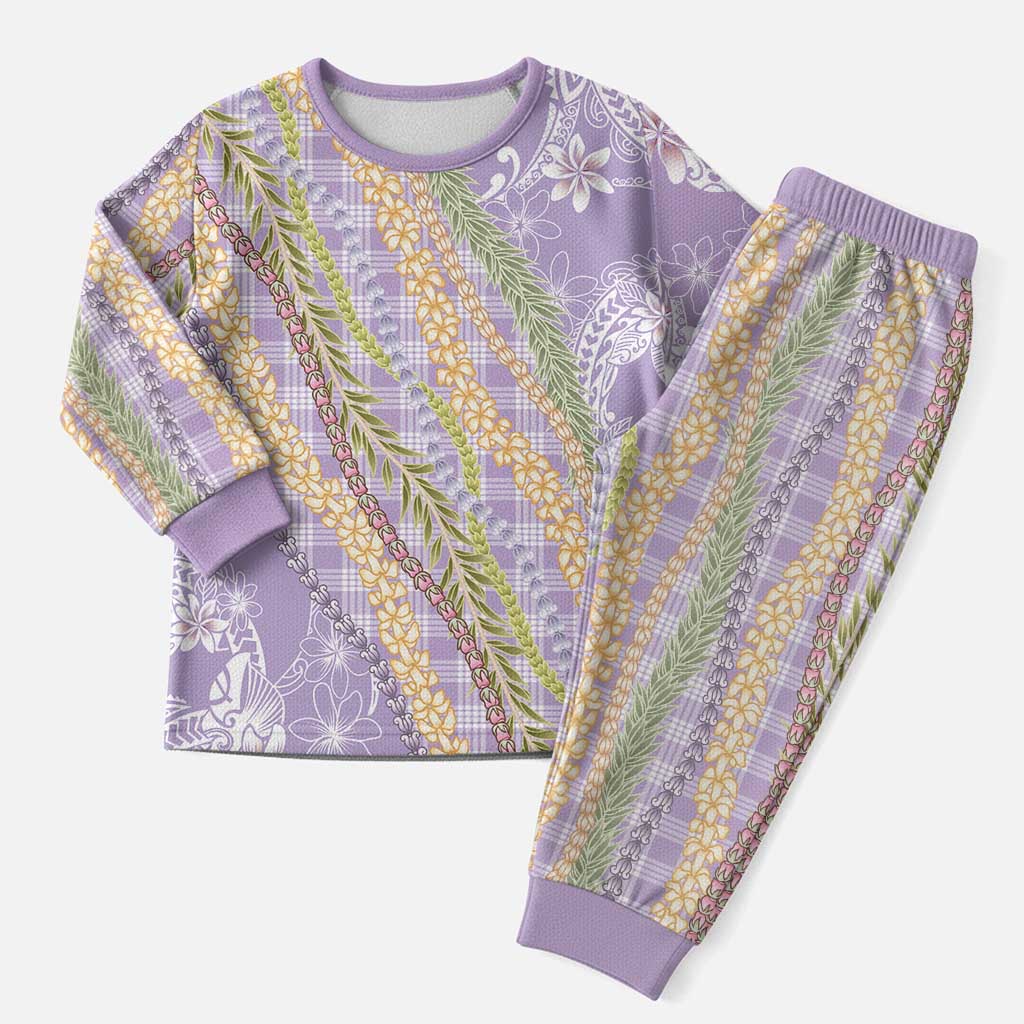 Purple Palaka Hawaii Leis Christmas Pajama Set Hawaiian-plaid Elegant Tropical Vibes - Polynesian Pride