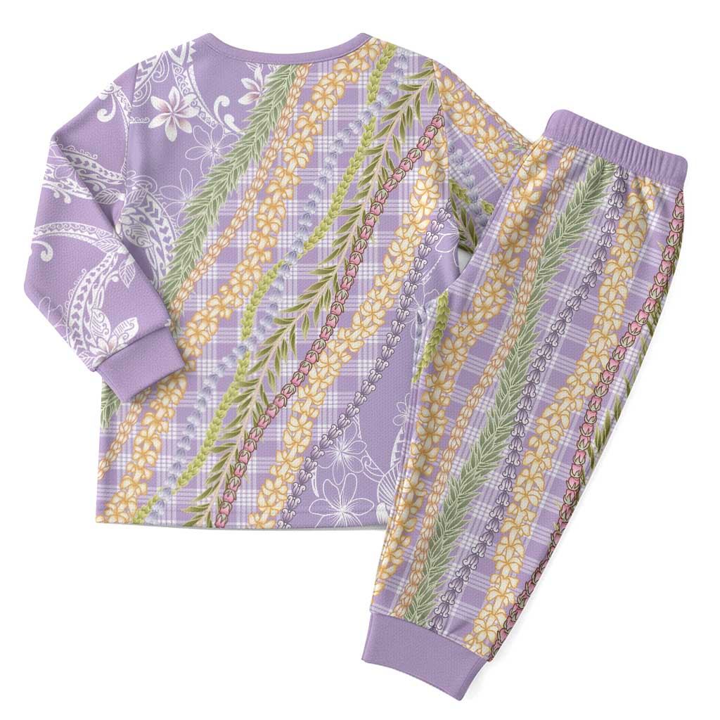 Purple Palaka Hawaii Leis Christmas Pajama Set Hawaiian-plaid Elegant Tropical Vibes - Polynesian Pride