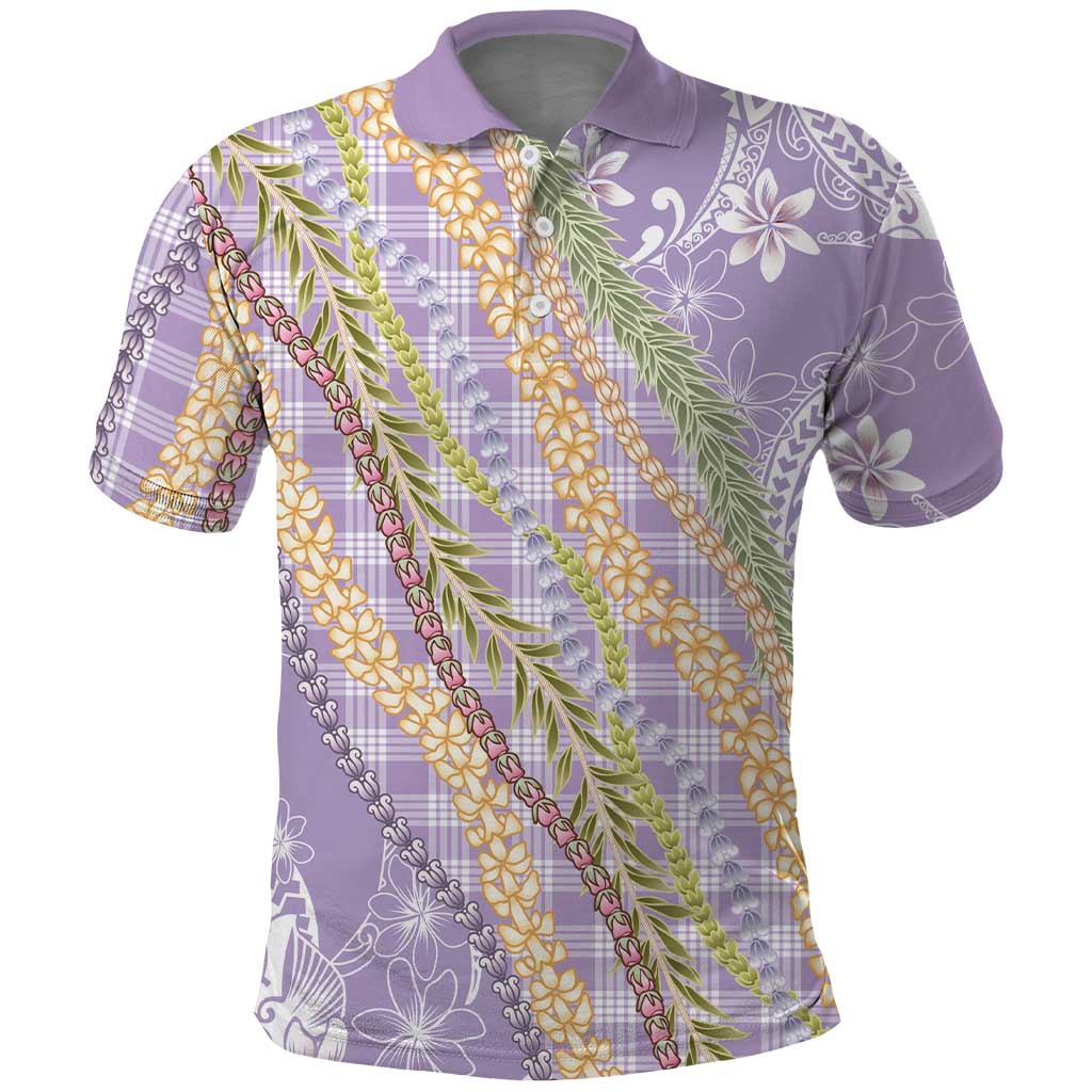 Purple Palaka Hawaii Leis Polo Shirt Hawaiian-plaid Elegant Tropical Vibes - Polynesian Pride