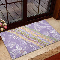 Purple Palaka Hawaii Leis Rubber Doormat Hawaiian-plaid Elegant Tropical Vibes - Polynesian Pride