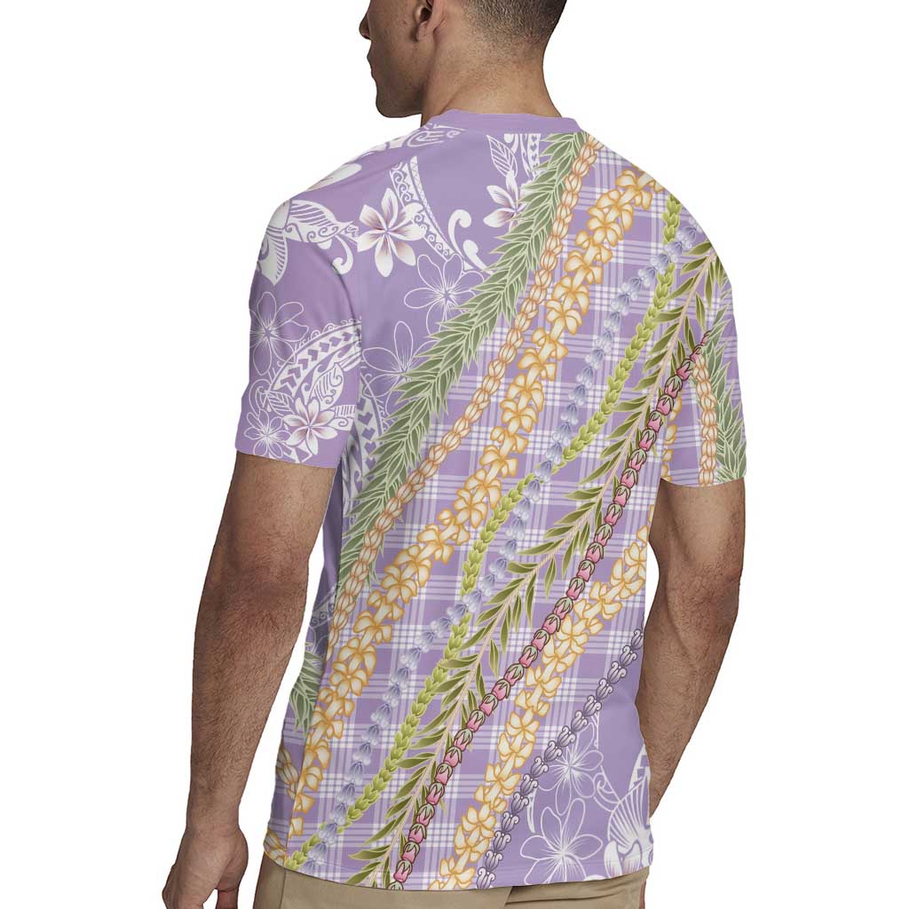 Purple Palaka Hawaii Leis Rugby Jersey Hawaiian-plaid Elegant Tropical Vibes - Polynesian Pride
