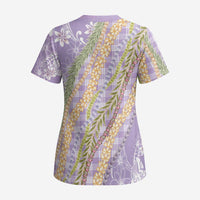 Purple Palaka Hawaii Leis Scrub Top Hawaiian-plaid Elegant Tropical Vibes - Polynesian Pride